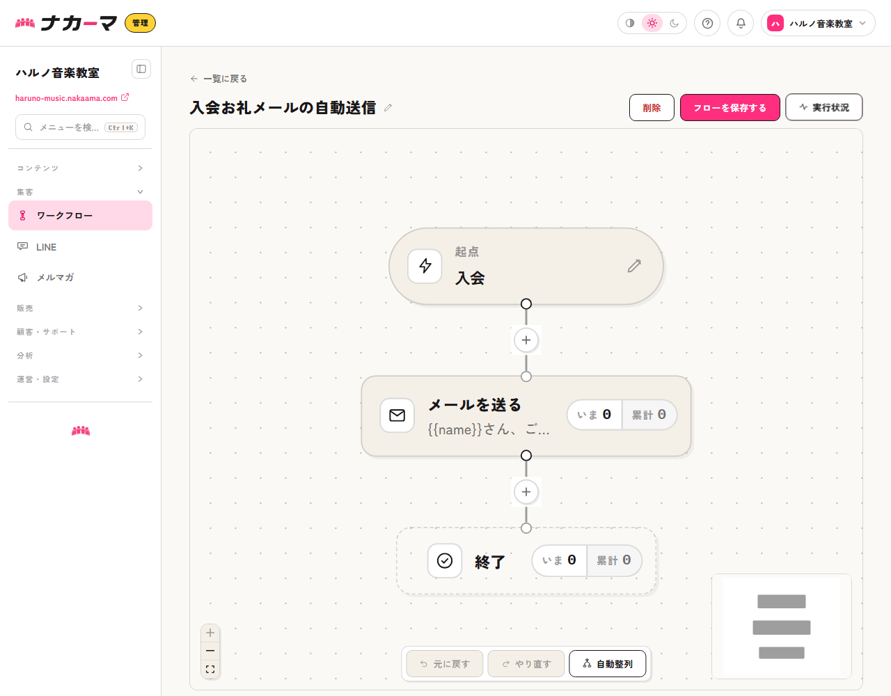 ワークフローのキャンバス